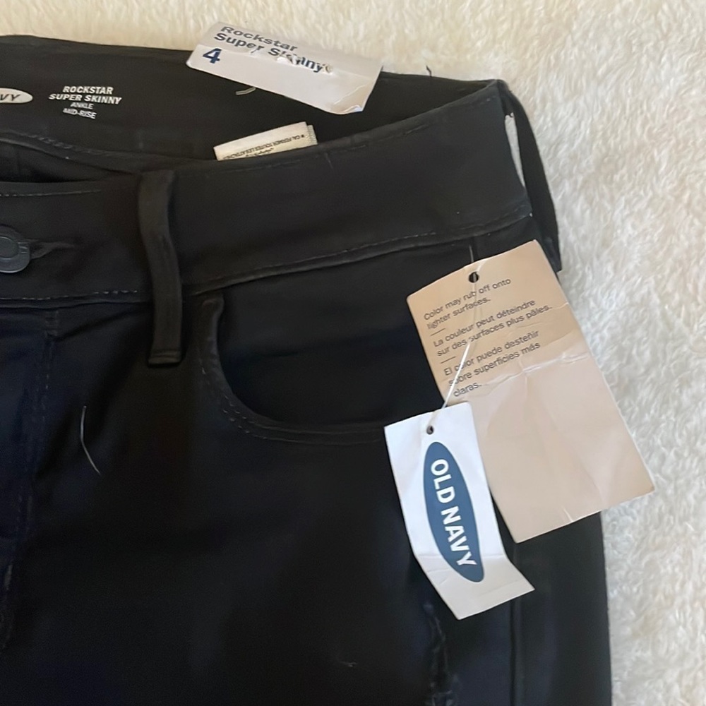 Old Navy Rockstar Super Skinny Distressed Black Jeans Size 4 - Picture 5 of 9